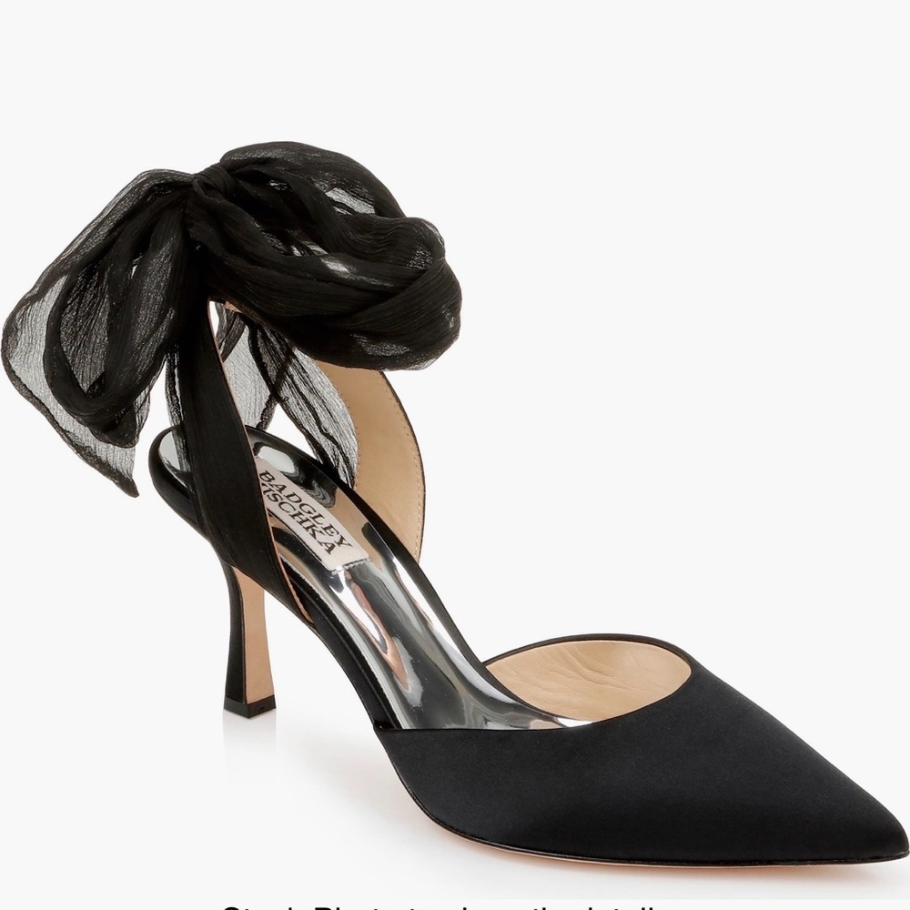 Badgley Mischka Black Heels with Sheer Bow